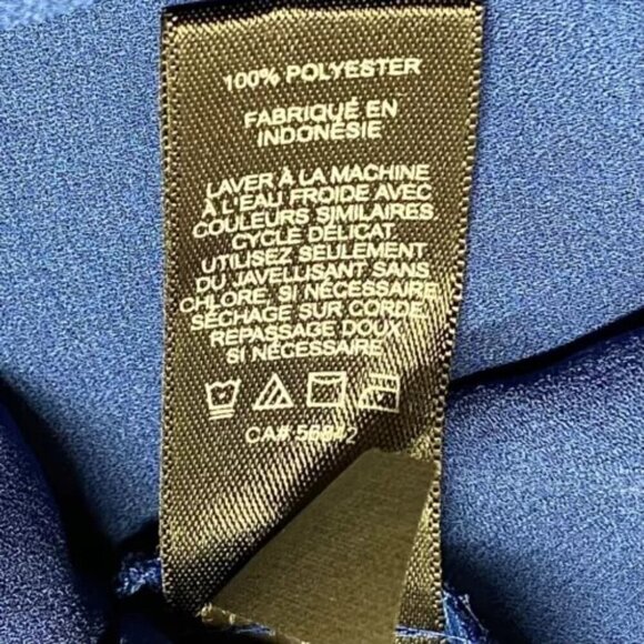 Express Ladies Blouse Small Royal Blue Semi Sheer 3/4 Roll Tab Sleeves V-Neck - Picture 4 of 7